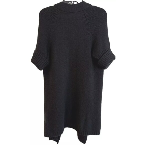 VINCE Black Wool Blend Short Sleeve Knit Open Cardigan Sweater - Picture 4 of 11